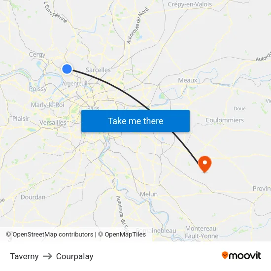 Taverny to Courpalay map