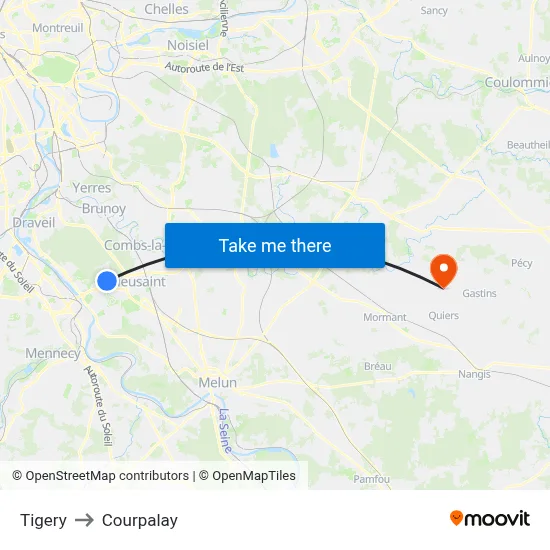 Tigery to Courpalay map