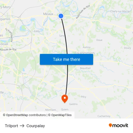 Trilport to Courpalay map