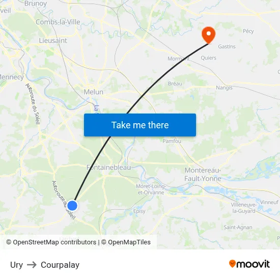 Ury to Courpalay map