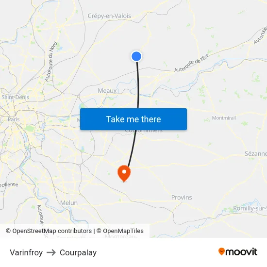 Varinfroy to Courpalay map