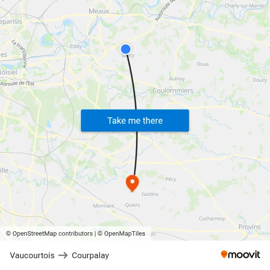 Vaucourtois to Courpalay map