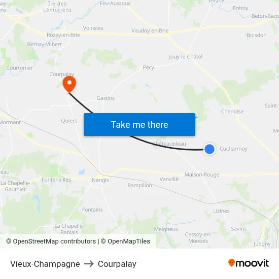 Vieux-Champagne to Courpalay map
