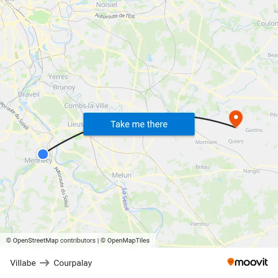 Villabe to Courpalay map