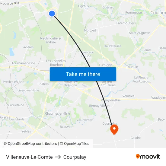 Villeneuve-Le-Comte to Courpalay map