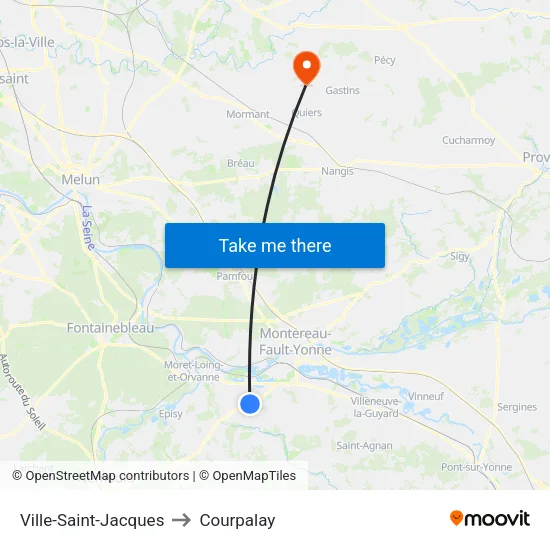 Ville-Saint-Jacques to Courpalay map