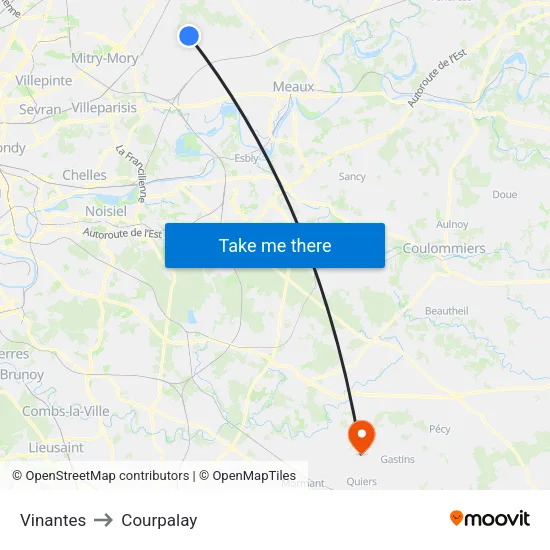 Vinantes to Courpalay map