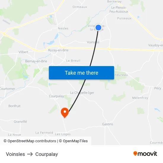 Voinsles to Courpalay map