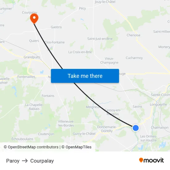 Paroy to Courpalay map