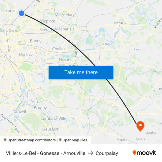 Villiers-Le-Bel - Gonesse - Arnouville to Courpalay map