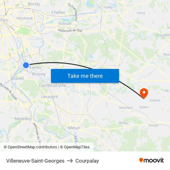 Villeneuve-Saint-Georges to Courpalay map