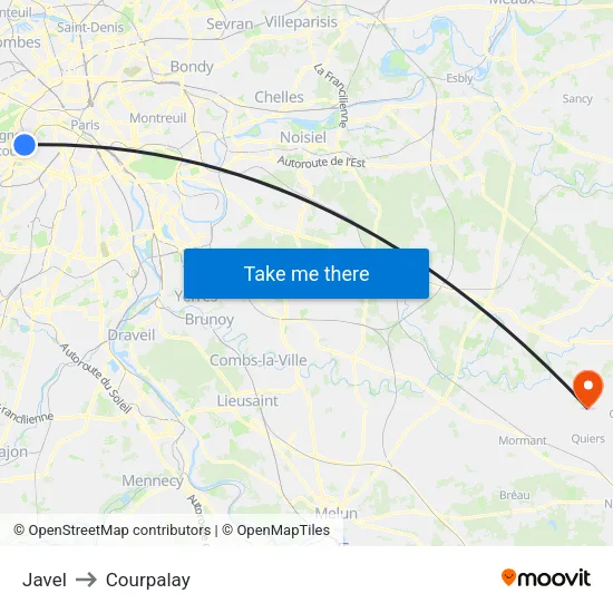 Javel to Courpalay map