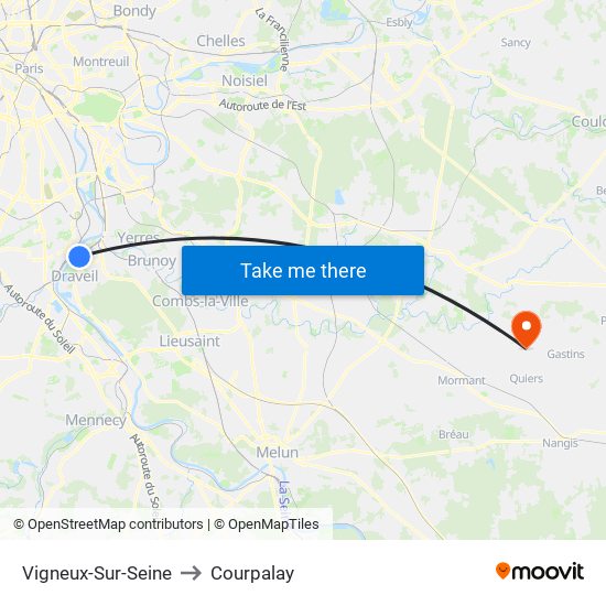 Vigneux-Sur-Seine to Courpalay map