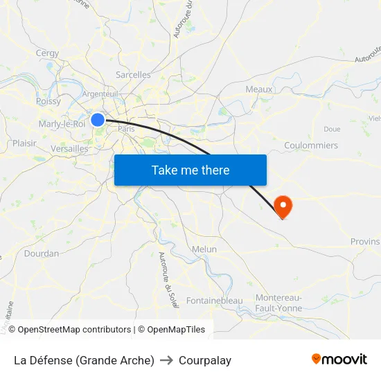 La Défense (Grande Arche) to Courpalay map