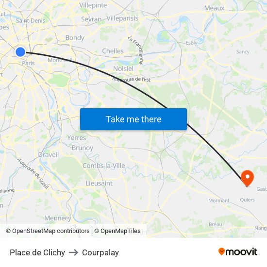 Place de Clichy to Courpalay map