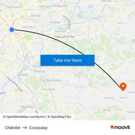 Châtelet to Courpalay map