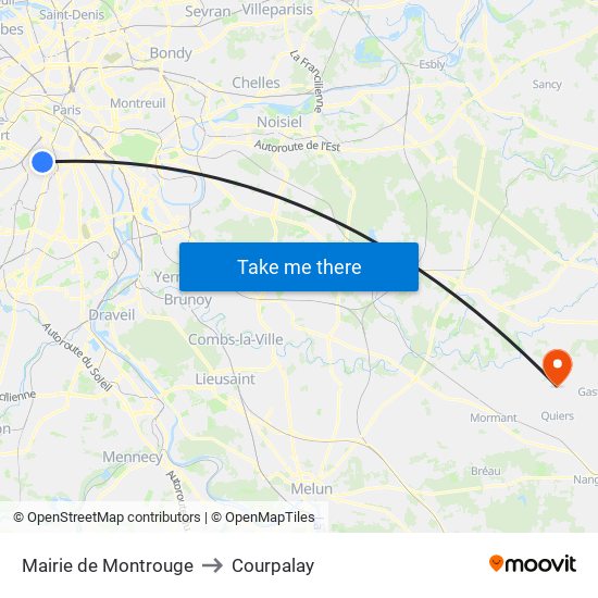 Mairie de Montrouge to Courpalay map