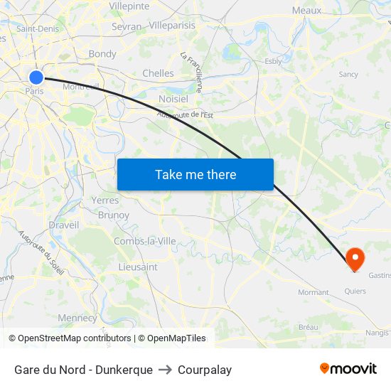 Gare du Nord - Dunkerque to Courpalay map