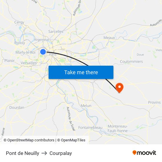 Pont de Neuilly to Courpalay map