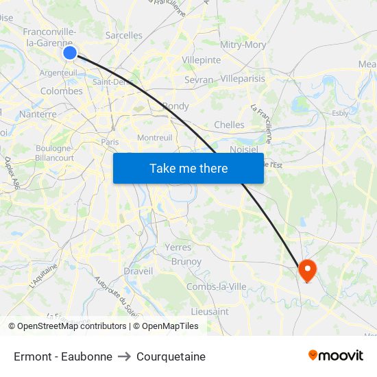 Ermont - Eaubonne to Courquetaine map