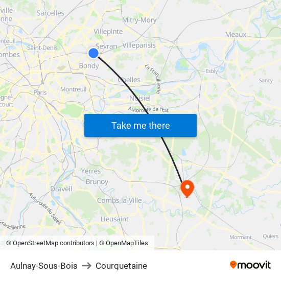 Aulnay-Sous-Bois to Courquetaine map