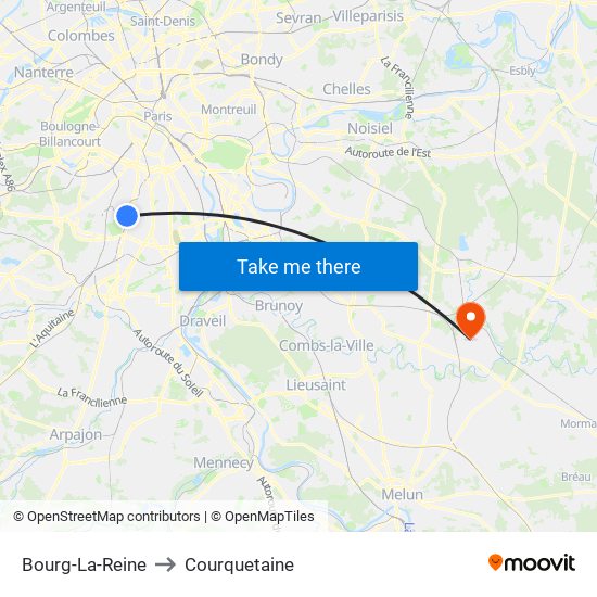 Bourg-La-Reine to Courquetaine map