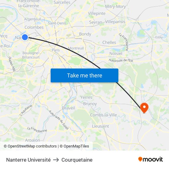 Nanterre Université to Courquetaine map