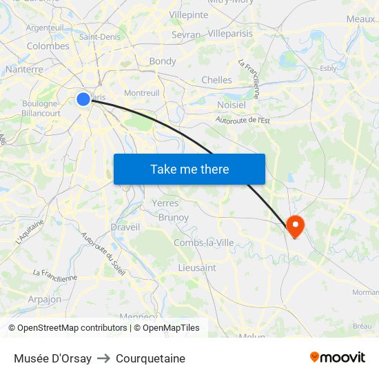 Musée D'Orsay to Courquetaine map