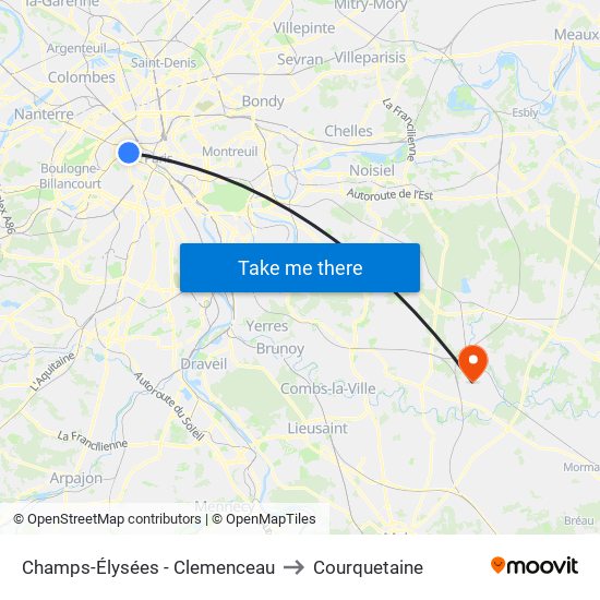 Champs-Élysées - Clemenceau to Courquetaine map