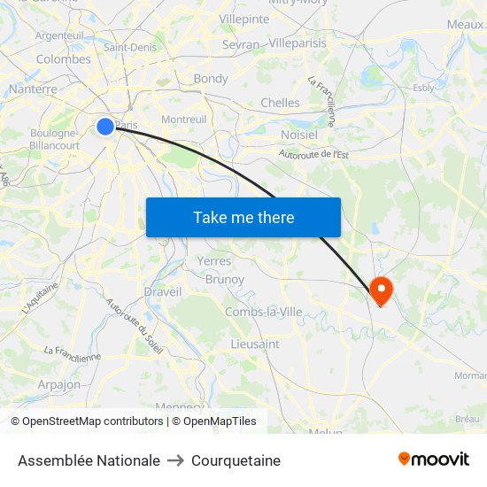 Assemblée Nationale to Courquetaine map