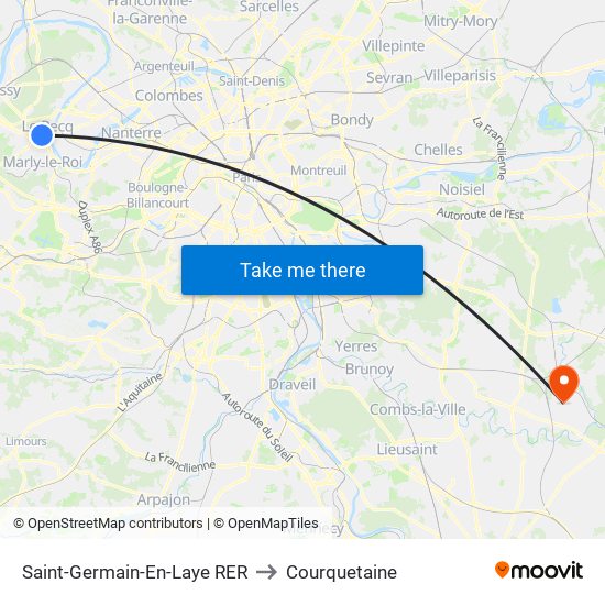 Saint-Germain-En-Laye RER to Courquetaine map