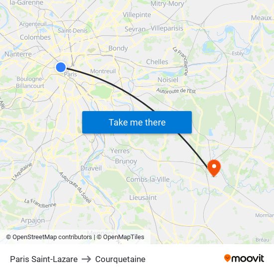 Paris Saint-Lazare to Courquetaine map