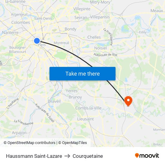 Haussmann Saint-Lazare to Courquetaine map