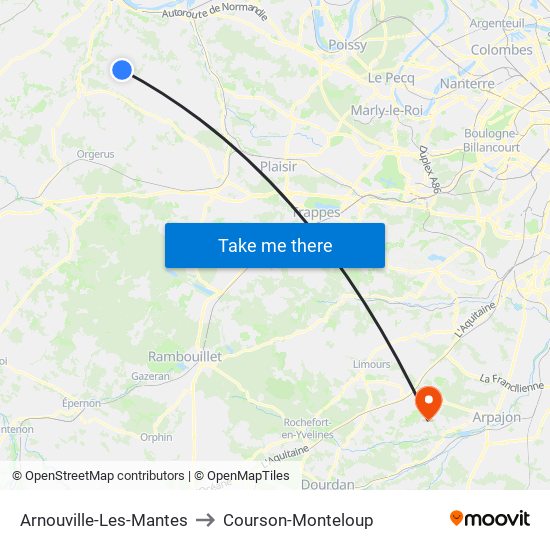 Arnouville-Les-Mantes to Courson-Monteloup map