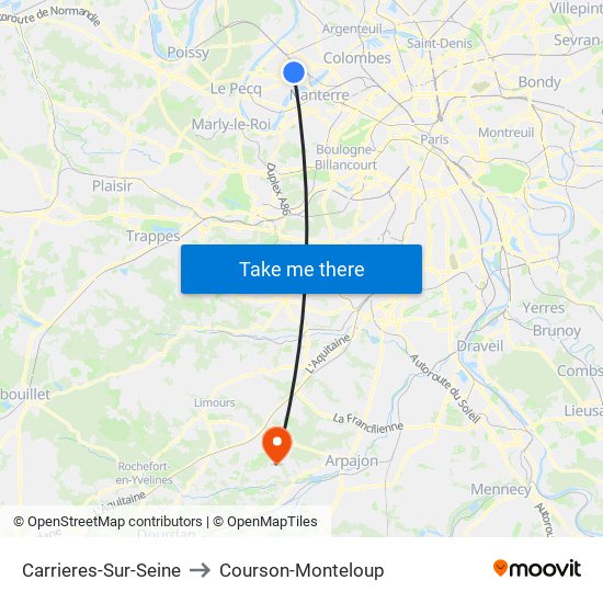Carrieres-Sur-Seine to Courson-Monteloup map