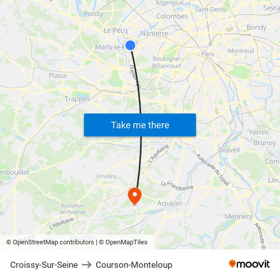 Croissy-Sur-Seine to Courson-Monteloup map
