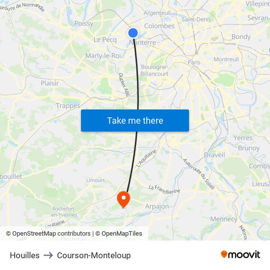 Houilles to Courson-Monteloup map