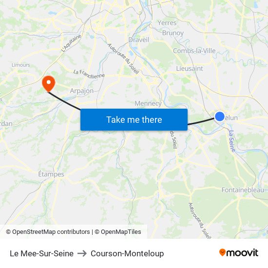 Le Mee-Sur-Seine to Courson-Monteloup map