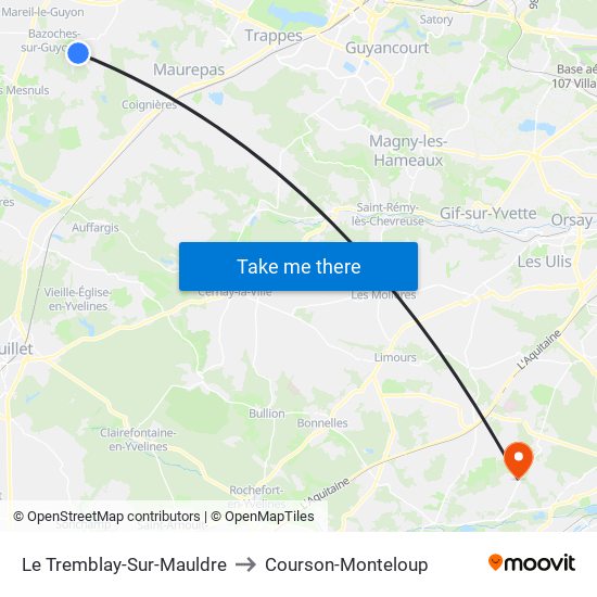Le Tremblay-Sur-Mauldre to Courson-Monteloup map