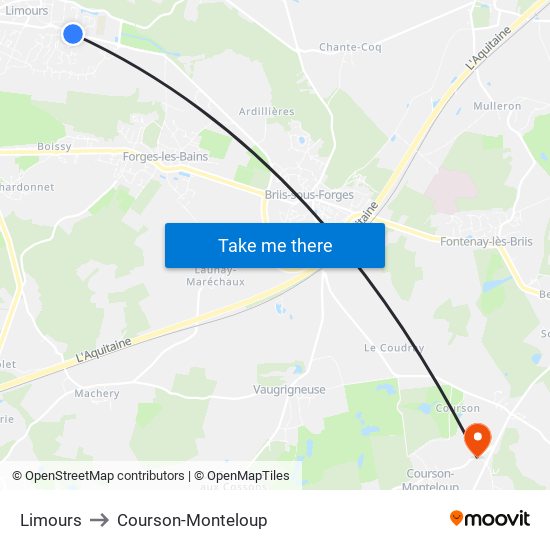 Limours to Courson-Monteloup map