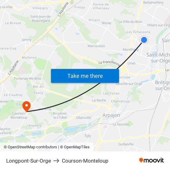 Longpont-Sur-Orge to Courson-Monteloup map