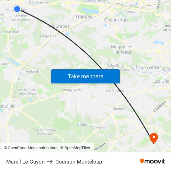 Mareil-Le-Guyon to Courson-Monteloup map