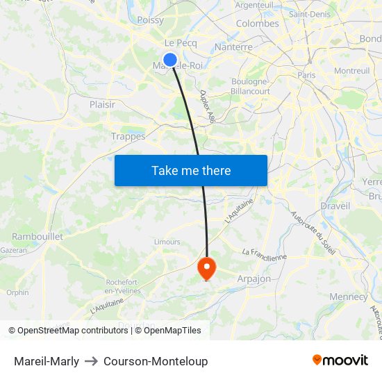 Mareil-Marly to Courson-Monteloup map
