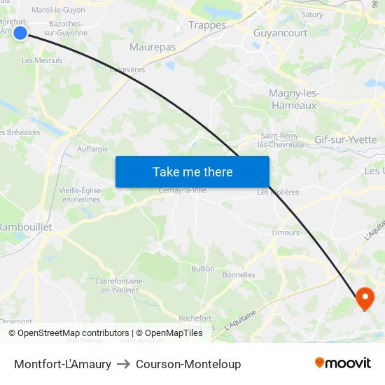 Montfort-L'Amaury to Courson-Monteloup map