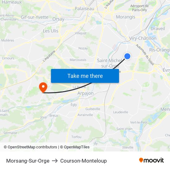 Morsang-Sur-Orge to Courson-Monteloup map
