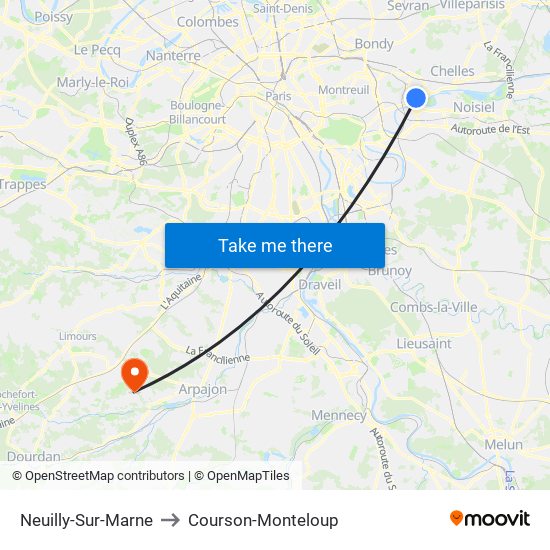 Neuilly-Sur-Marne to Courson-Monteloup map