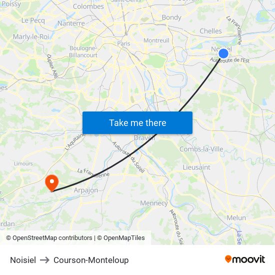 Noisiel to Courson-Monteloup map