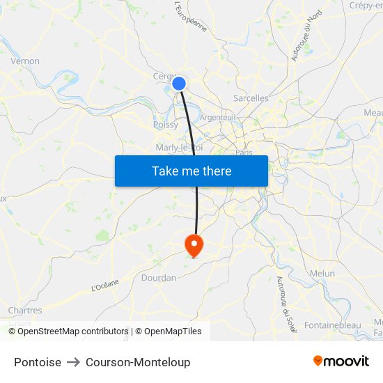 Pontoise to Courson-Monteloup map