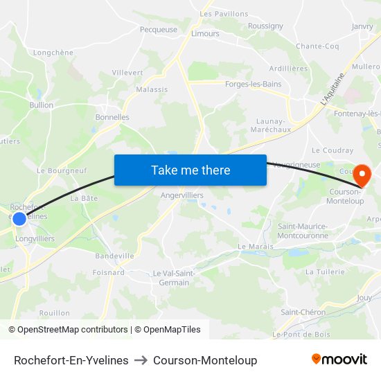 Rochefort-En-Yvelines to Courson-Monteloup map