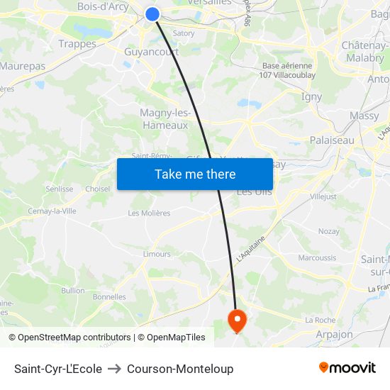 Saint-Cyr-L'Ecole to Courson-Monteloup map